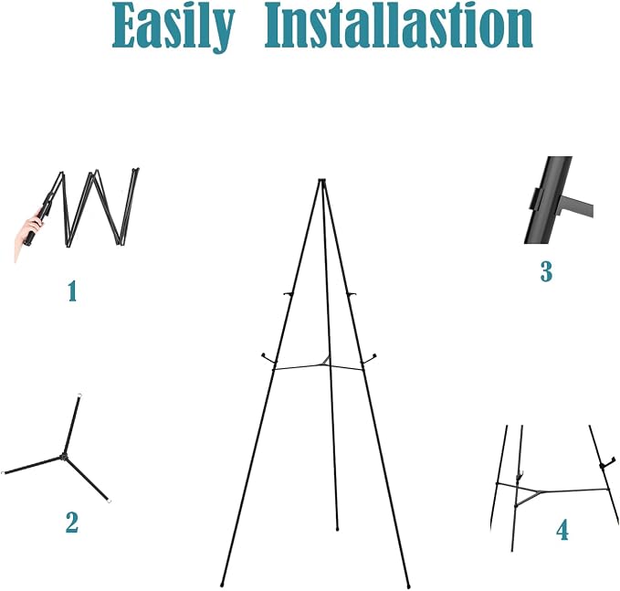 JIUYE 63" Instant Easels Stand for Wedding Sign & Posters, Adjustable Metal - Image 5