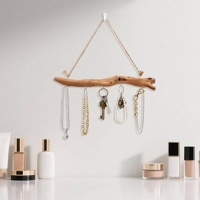 15Inch Driftwood Wall Hanging Jewelry Organizer - Image 8