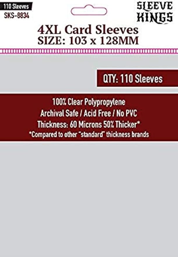 Sleeve Kings 4XL Card Sleeves – 110 Count, 60 Micron Clear Polypropylene by SleeveKings