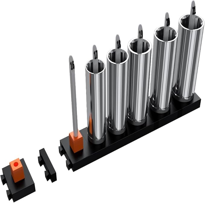 ToolBox Widget Socket Organizer ⅜ Inch Pro Series – Modular Magnetic Socket Holder with Missing Tool Indicator – Size Stems NOT Included - 2 Pack, 24 Organizers