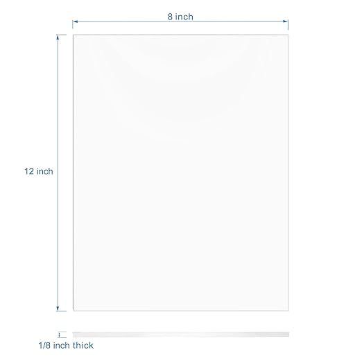 KAITELA Clear Acrylic Sheet 8" x 12" Cast Plexiglass Panel 1/8" Thick - Image 3