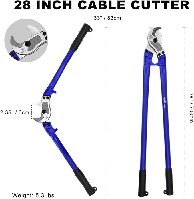 ZrgGea Cable Cutters 28 inch | Wire Snips Heavy Duty | Industrial-Grade Heavy-Duty Cable Cutter, Forged from T8 Alloy Steel, Hardness HRC56, Sharp Cutting. for Cutting Cables and Wire Ropes