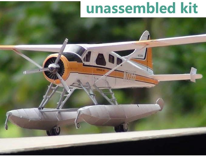 1:32 CAN DHC-2 Beaver Float Seaplane 3D Paper Model Simulation Aircraft Model - Image 4