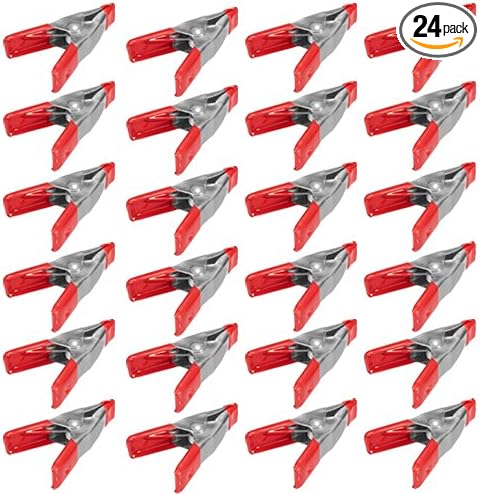 Wideskall® 2" inch Mini Metal Spring Clamps w/Red Rubber Tips Clips (Pack of 24)