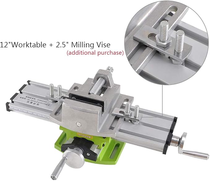 Mini Milling Machine Work Table Vise Portable Compound Bench X-Y 2 Axis Adjustive Cross Slide Table , for Bench Drill Press 13 inches-3.74" (330mm 95mm)