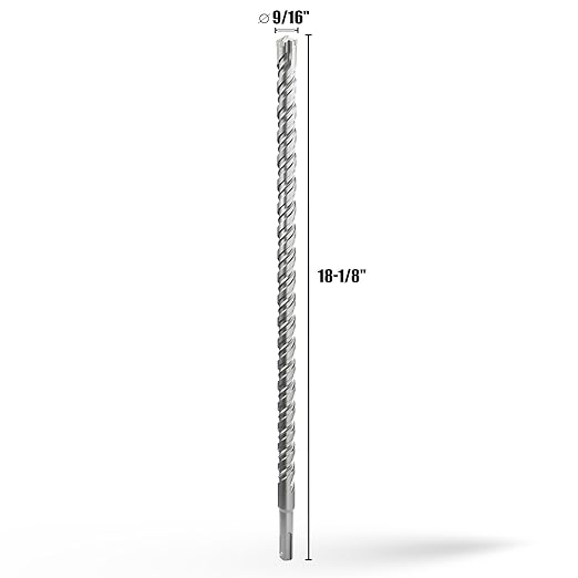 CSOOM SDS Plus Rotary Hammer Drill Bit 9/16"x18.11", Professional Concrete Drill Bit for Concrete, Brick, Stone and Cement Walls