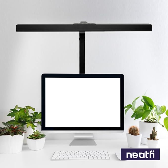 Neatfi (New Model) Flex Desk Lamp with Clamp, Dimmable, 3,000 Lumens 30W LED Monitor Light, 3000K-6500K Correlated Color Temperature, 5 Brightness Levels & 5 Light Modes (28 Inches, Black)