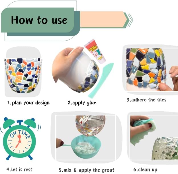jiezaidada DIY Mosaic Planter Kit – All-in-One Ceramic Tile Craft - Image 3