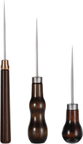 3 Pack Scratch Awl Tool, Wooden Handle Scratch Awl Leather Awl Punch Tool for Leather Punch Hole Craft DIY Handmade Pin Punching Needles