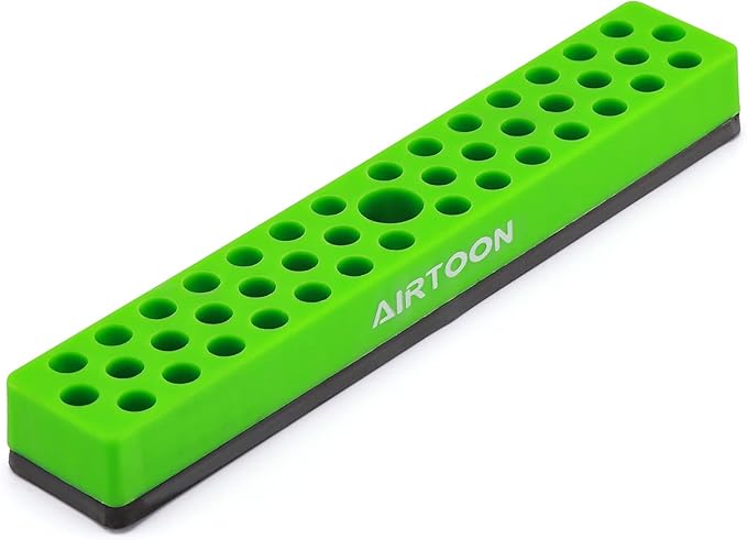 AIRTOON 1/4" Hex Bit Holder, 43 Holes Bit Storage with Strong Magnetic Base, Screwdriver Bit Organizer, Green