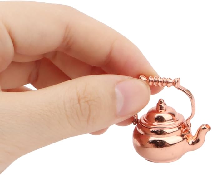 Dollhouse Miniature Vivid Teapot Tea Kettle 1:12 Scale Kitchen Copper Model by Cuteminifulfillsallyourfantasiesabouttheminihomeinyourdreams