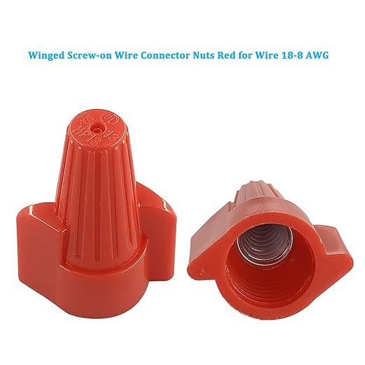 Red Winged Electrical Wire End Connectors Caps Bulk 500 Pack Large Twist-on Wire Connectors Nuts 18-8 AWG,HS P13 Type Screw Terminals
