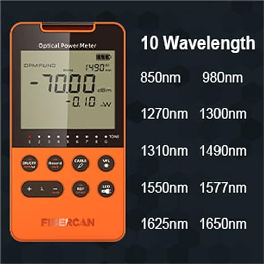 Optical Power Meter -50~+30dbm Built-in 10mW Visual Fault Locator Portable Optical Cable Tester Network Tools with RJ45 Remote