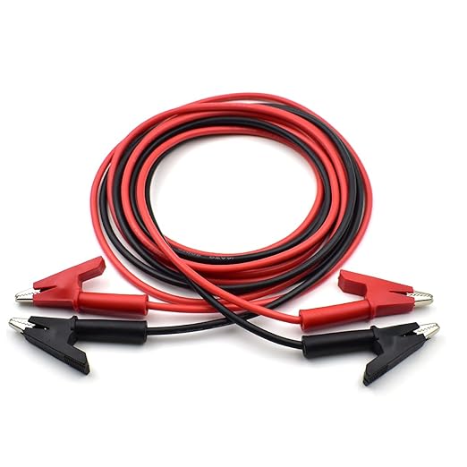 2 Pcs Dual Ended Crocodile Alligator Clips, 14AWG Test Lead Wire Cable with Insulators Clips, 10 ft Test Flexible Cable with Protective Jack Copper Clamps for Electrical Testing