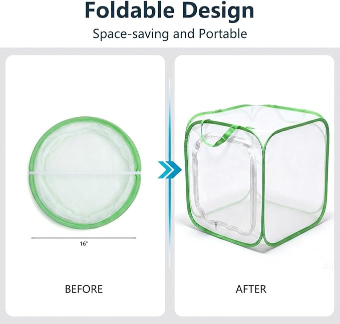 Insect & Butterfly Habitat Cage, Portable Pop-Up Terrarium - Image 5
