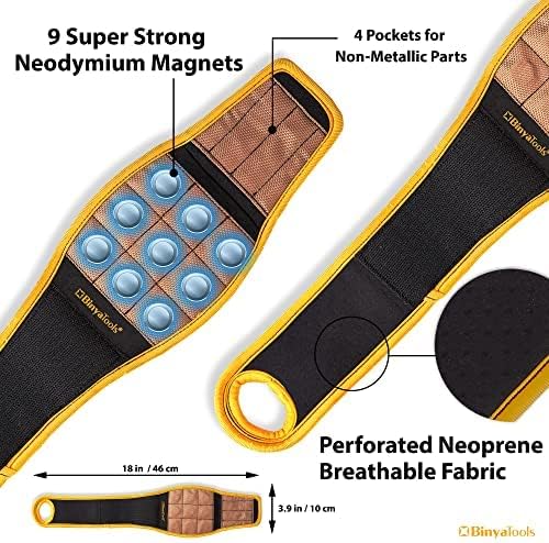 BINYATOOLS Magnetic Wristband -Coyote Brown- With Super Strong Magnets Holds Screws, Nails, Drill Bit Unique Wrist Support Design Cool Handy Gadget Gifts for Fathers, Boyfriends, Handyman, Electrician