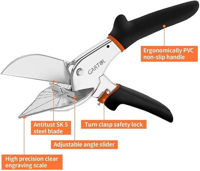 GARTOL Miter Shears, 45°-135° Adjustable Angle Cutter - Image 4