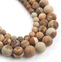 36pcs Natural Matte Picture Jasper Gemstone Beads，10mm Frosted Round Loose by Yochus