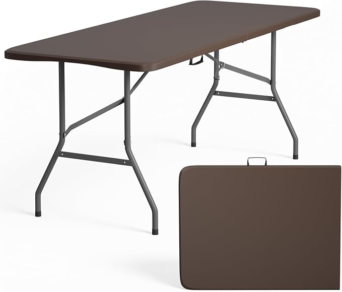 FDW 6 FT Folding Table, Portable Plastic Table by FDW