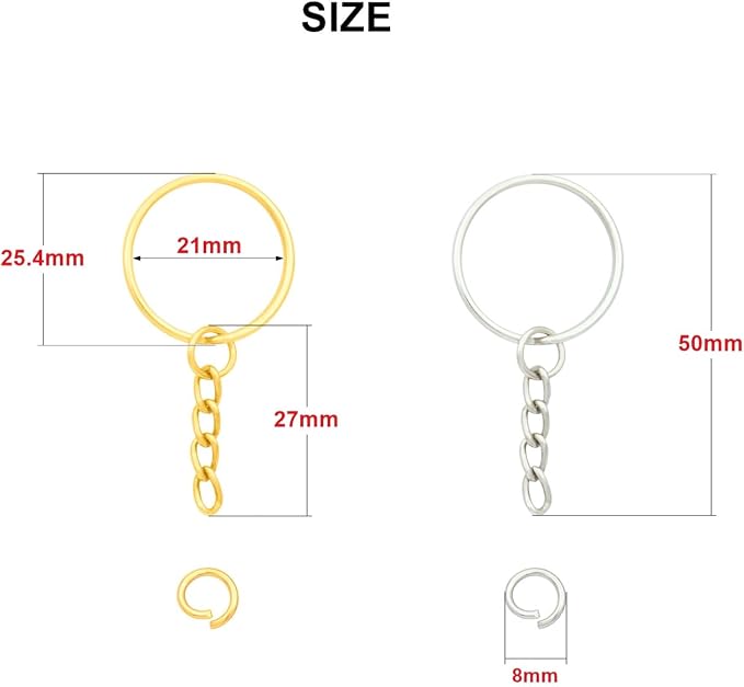 50Sets 1 inch Keychain Rings Split Round Key Ring - Image 2