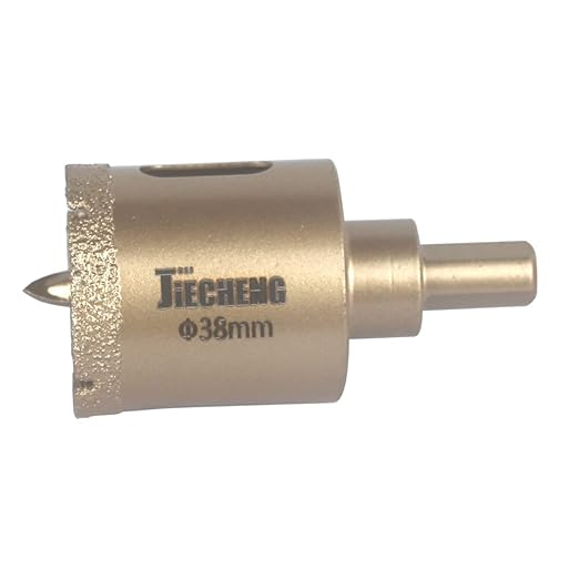 Brazed Diamond 1-1/2 inch Hole Saw with Center Drill Bit for Ceramic,Porcelain,Tile,Glass,Granite Quartz,Marble,Gemstone,Dry Drilling 38mm