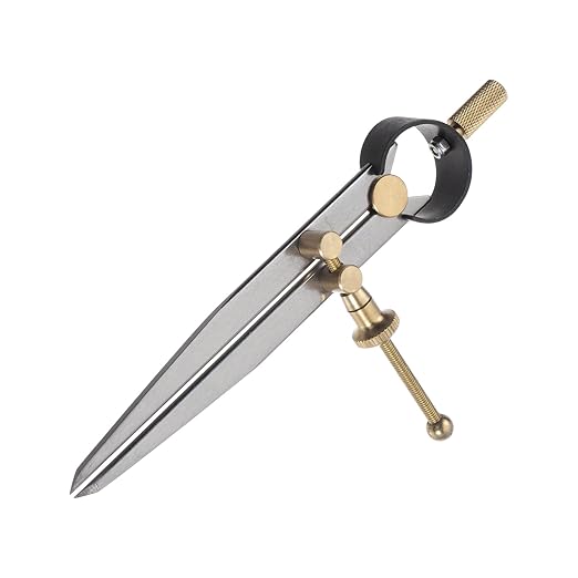 Spring Joint Caliper - [5 Inch] Carbon Steel Spring Divider Caliper with Brass Fulcrum for Metalworking Drawing Use, Flat Leg