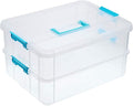 BTSKY 2 Layer Stack & Carry Box, Plastic Multipurpose Portable Storage by BTSKY