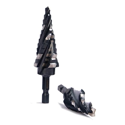 Four Spiral Flute M35 Cobalt Step Drill Bit Set 1/8"-7/8"(3pcs),Impact Ready Four Flute Step Drill Bit, 1/4" Hex Shank Step Bits for Drilling Metal, Stainless Steel, Aluminum, Wood, Plastic