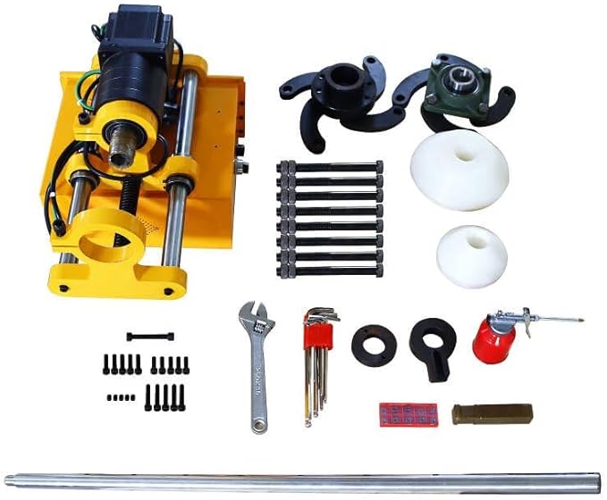 TECHTONGDA 110V Portable Line Boring and Welding Machine with 100T Hydraulic Crawler Pin Pressing Machine, Auto Rotary Inner Boring Welder, European Connector, Track Pin Disassembly Tool