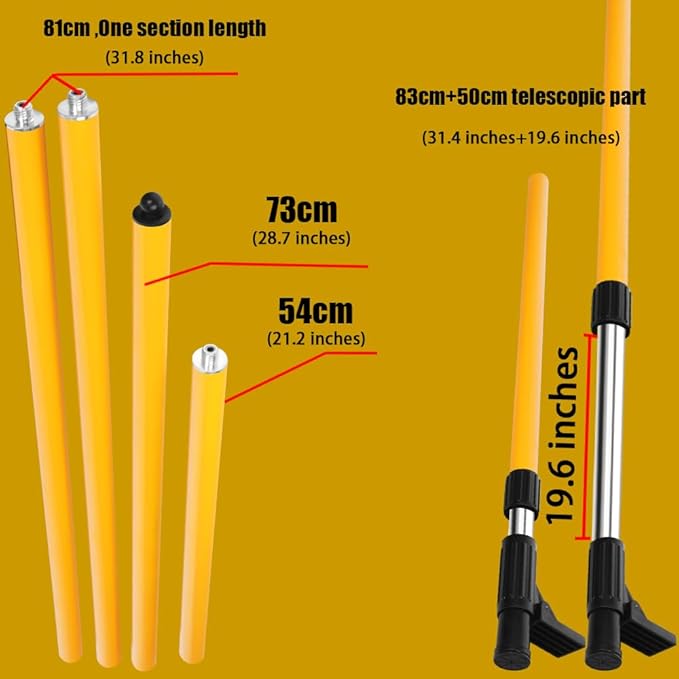Laser Level Pole with Tripod with multifunctional gimbal,13.8 Ft./4.2M Pole &3.9 foot/1.2M retractable tripod with 5/8 and 1/4 conversion screws, for Rotary and Line Laser Level