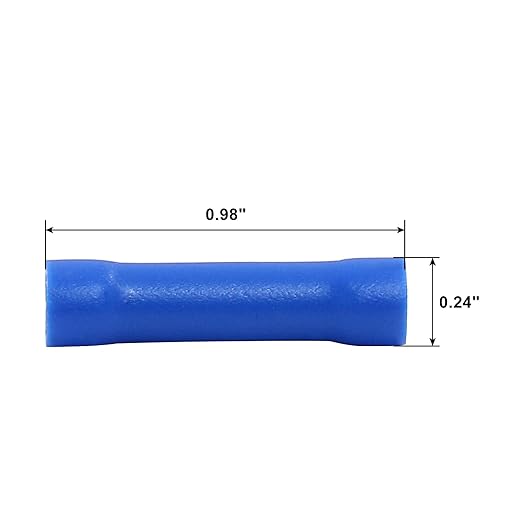 Hordion 120pcs 16-14 AWG Butt Splice Connectors, Blue Butt Connectors Crimp Insulated Electrical Straight Wire Terminals