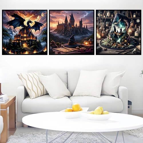 3 Pack Diamond Art Kits for Adults, 5D Castle Diamond Painting Kits for - Image 3