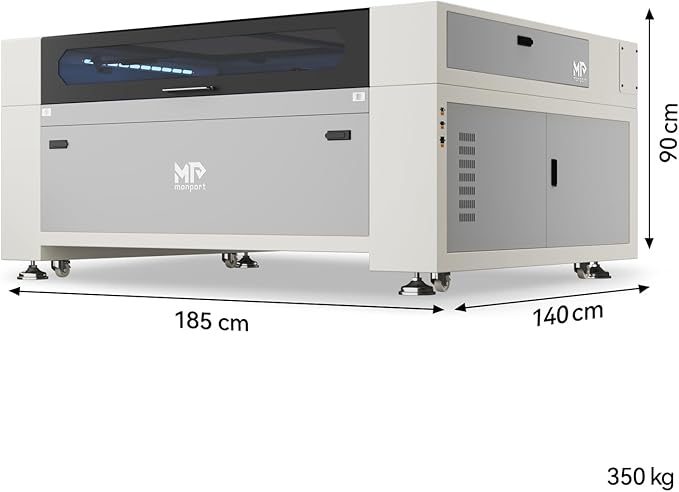 Monport Effi13S 130W Upgraded CO2 Laser Engraver, 51x35 Laser Engraving Machine with Built-in Water Chiller, Autofocus Autolift,Fume Extractor,Air Assist, Digital Control Panel Industrial Laser Cutter