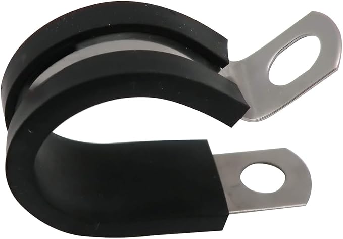 1/2" Cable Clamp Stainless Steel Rubber Cushioned Insulated Metal Clamp, Tube Holder for Tube, Pipe or Wire Cord Installation (12 Pack)