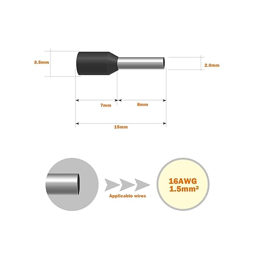 Fidioto 1000pcs AWG16 Wire Ferrules Terminals, AWG16 Terminal Connector Wire Insulated Cord Pin Ends Terminals for Electric, Industrial, Chemical Industry, Power Control System, etc.