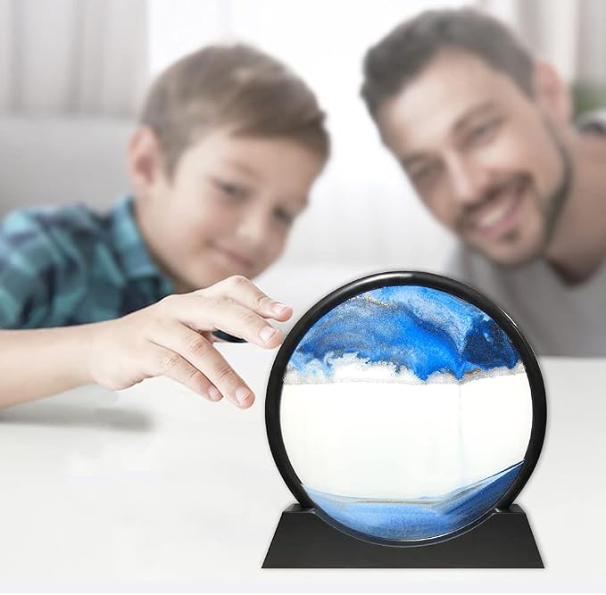 Muyan Moving Sand Art Picture Sandscapes in Motion Round Glass 3D Deep Sea Sand - Image 5