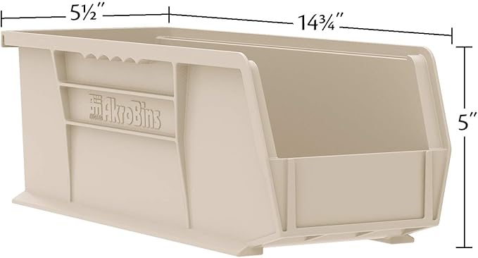 Akro-Mils 30234 AkroBins Plastic Storage Bins, Space-Saving Stackable Bins for Garage, Pantry, Craft Organization, 15-" x 5-" x 5-", Yellow, 12-Pack