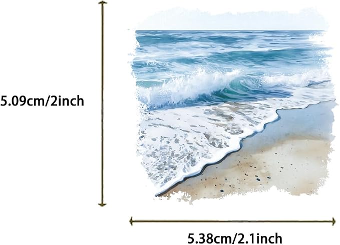 50PCS Transparent Blue Beach Stickers Aesthetic PET Stickers Blue Ocean Decal - Image 8
