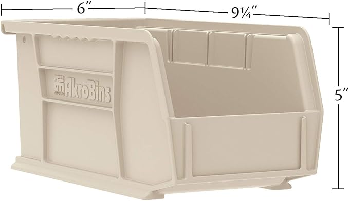 Akro-Mils 30237 AkroBins Plastic Storage Bins, Space-Saving Stackable Bins for Garage, Pantry, Craft Organization, 9-" x 6-" x 5-", Black, 12-Pack