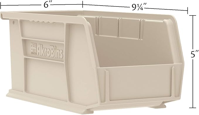 Akro-Mils 30237 AkroBins Plastic Storage Bins, Space-Saving Stackable Bins for Garage, Pantry, Craft Organization, 9-" x 6-" x 5-", Yellow, 12-Pack