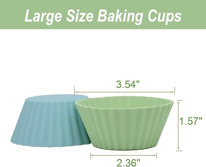 Large Silicone Baking Muffin Cups, 12 Pack Reusable Cupcake Liners Jumbo Size - Image 7