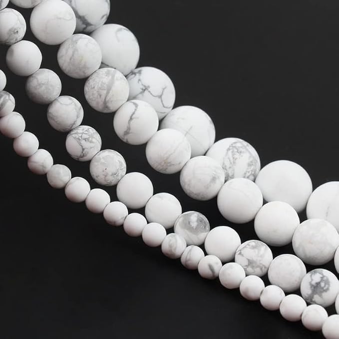 6mm Matte White Howlite Bead, 15-Inch Matte Round Loose Stone Beads - Image 6