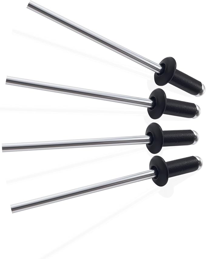 220pcs Black 1/8" x 5/16" Aluminum Blind Rivets, 3.2 x 8mm Pop Rivets,Aluminum Grip and Steel Mandrel