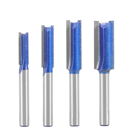 Professional Double Flute Straight Router Bits, 1/4 Shank Flush Trim Router Bit Set, Cutting Diameter Respectively 1/2”,1/4”, 3/8”,5/16” (Size 1)