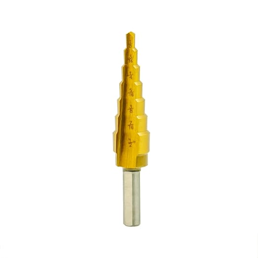 Titanium High Speed Steel Step Drill Bit Set - Unibit Step Drill Bit for Metal, Heavy Duty (1/8" to 1/2")