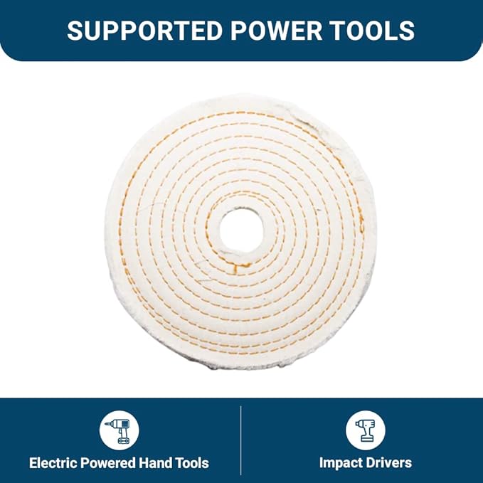 Benchmark Abrasives 6" Cotton Spiral Buffing Polishing Wheel for Bench Grinder with 1/4" Mandrel, for Polishing Finishing Smoothing on Aluminum, Stainless Steel (Cotton Spiral)