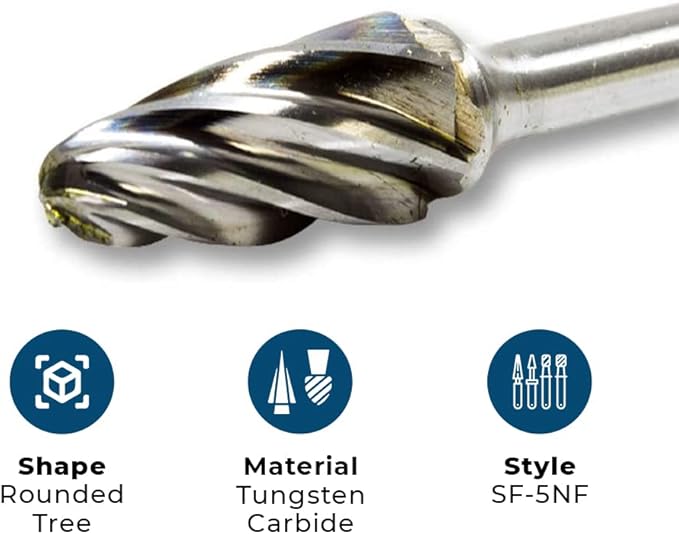Benchmark Abrasives Ball Shape Premium Tungsten Carbide Burr with 1/4 Inch Shank Aluminum Cut Rotary Tool, Engraving Tool for Non-Metals Shaping Carving (SF-5NF)