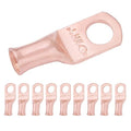 SELTERM 10pcs 8 AWG - 1/4" Stud - Battery Lugs, Heavy Duty Wire Lugs, Ring Terminals, Battery Cable Ends,8 Gauge Terminals, UL Bare Copper Eyelets Electrical Battery Terminal Connectors