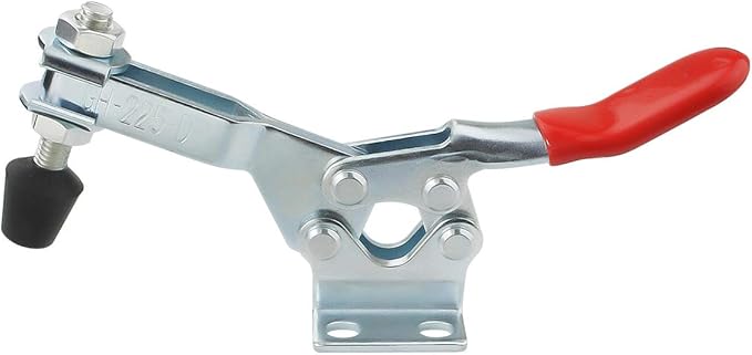 2Pack Toggle Clamp, 500 lbs Holding Capacity, 225D Quick Release Horizontal Clamps w/Antislip Rubber Pressure Tip for Woodworking Jigs and Fixtures, Welding, Drill Press, Crosscut Sled