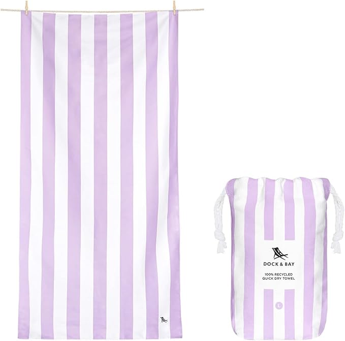 Dock & Bay Beach Towel - Quick Dry, Sand Free - Compact, Lightweight - 100% Recycled - Includes Bag - Set of 4 - Pastel Pic N Mix, Large (160x90cm, 63x35)